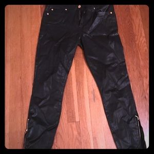 7 for all mankind pleather black skinnies